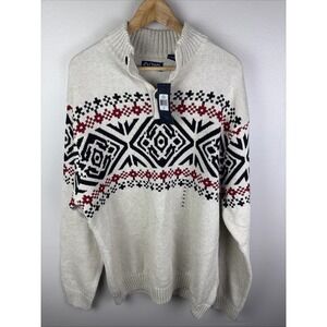 CHAPS, Sz XL, Ivory/Black, Fair Isle Pattern, Pullover Sweater. (MSRP $70)  NEW.